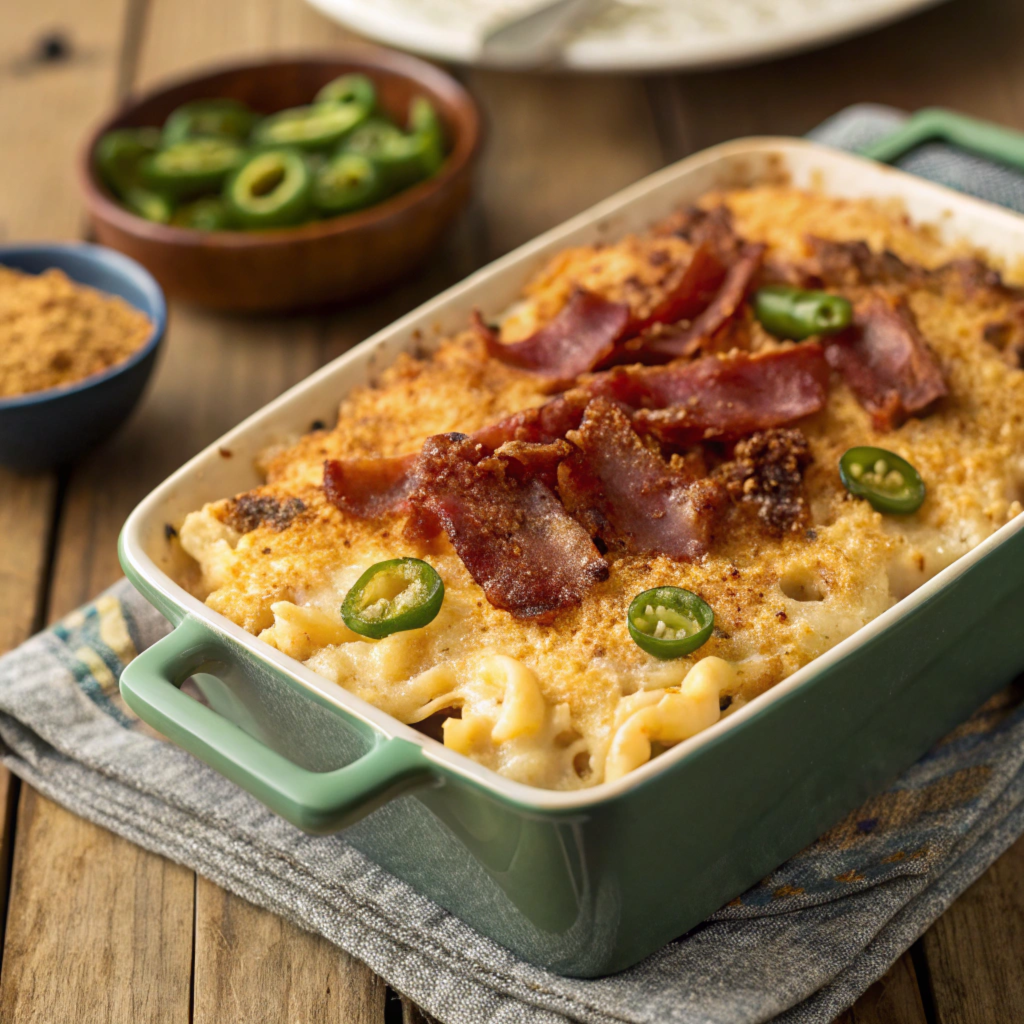 Cabot macaroni and cheese with bacon and jalapeños.