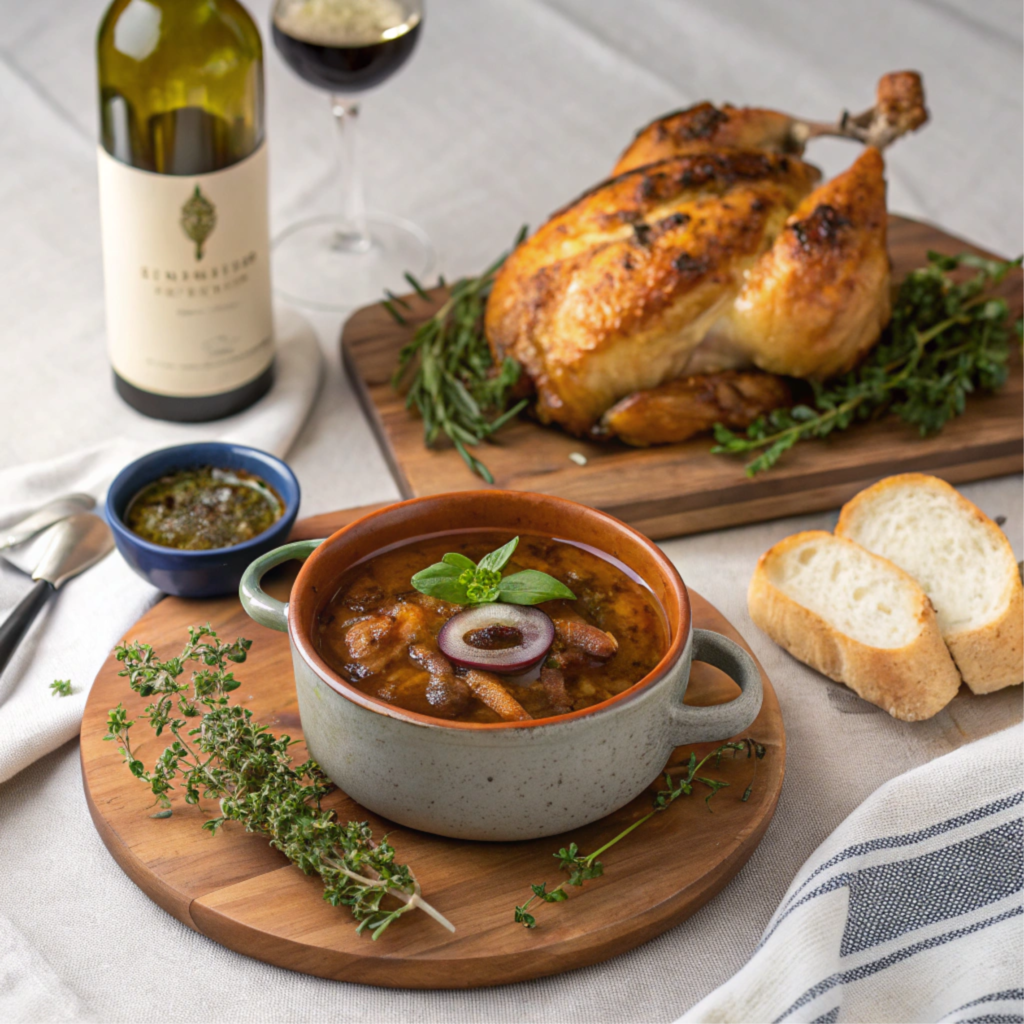 roasted basil chicken and onion soup