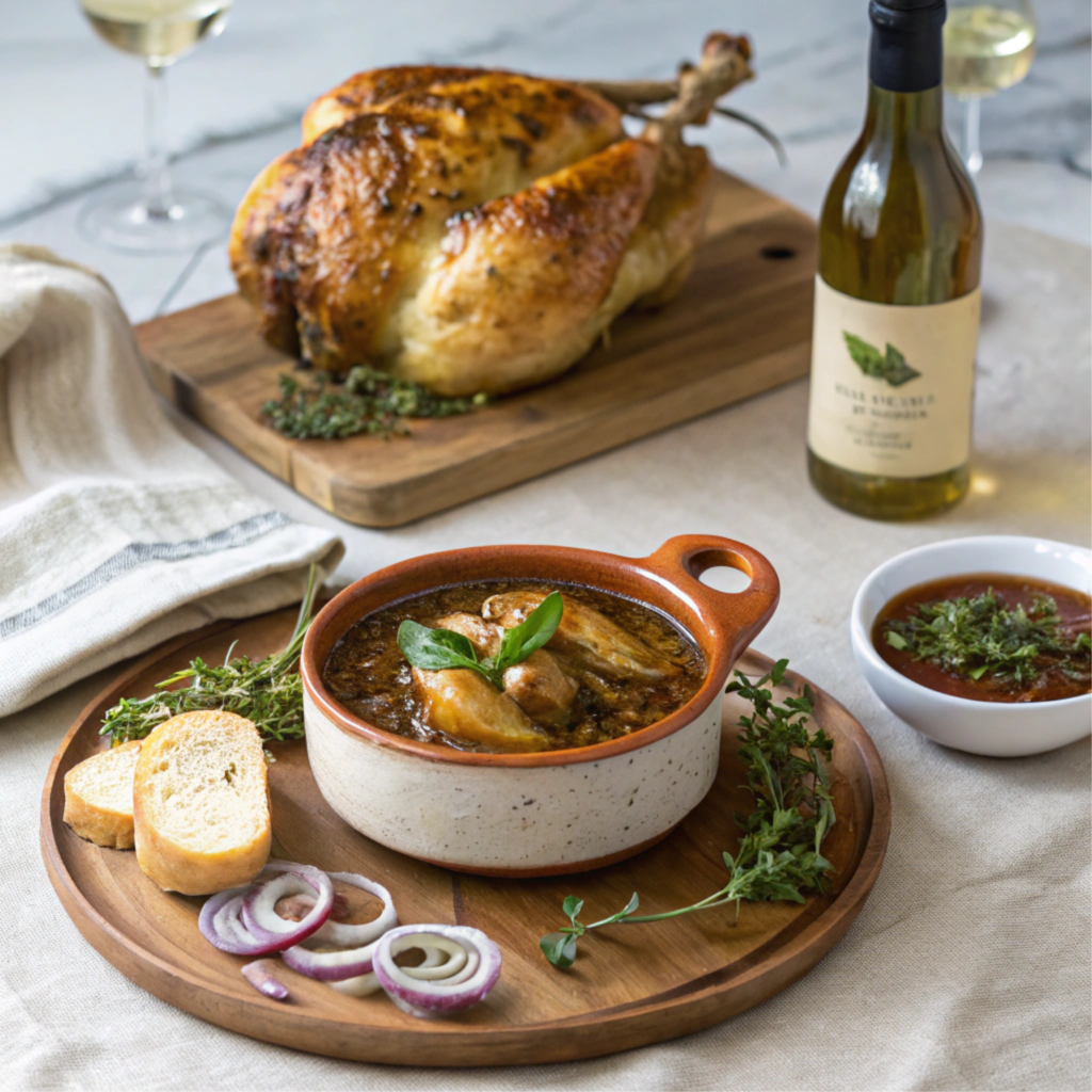 roasted basil chicken and onion soup