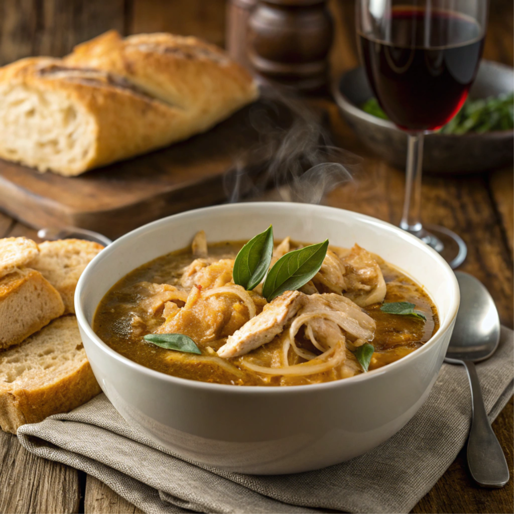 roasted basil chicken and onion soup