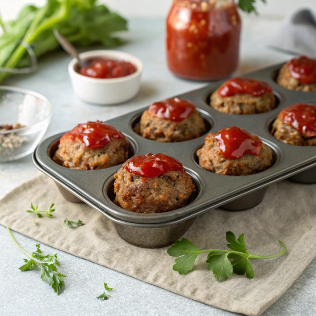 Mini gluten-free meatloaves served in a muffin tin.