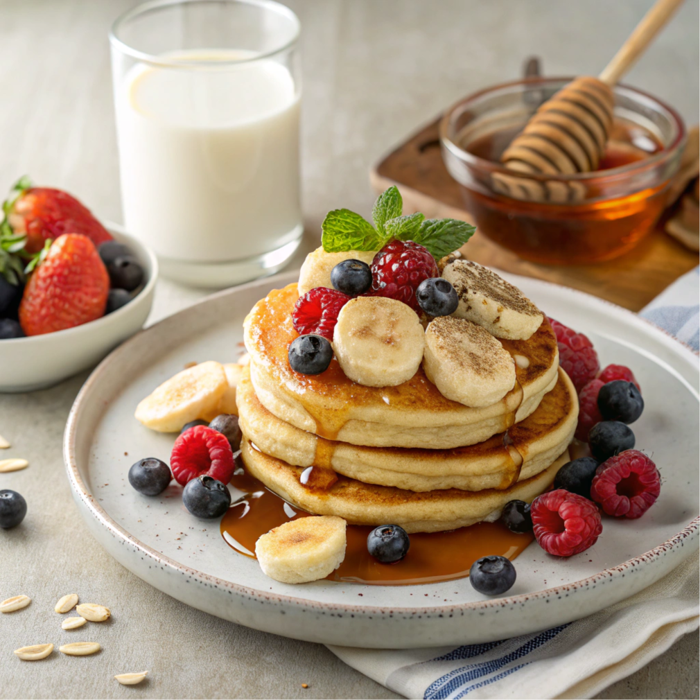 Gluten-free and vegan pancakes with bananas