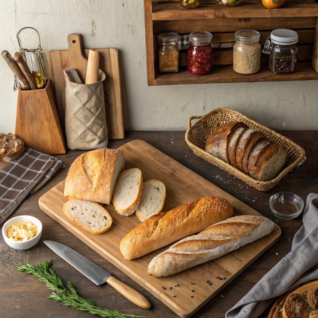  Assortment of breads for making a Chicken Caesar Salad Sandwich