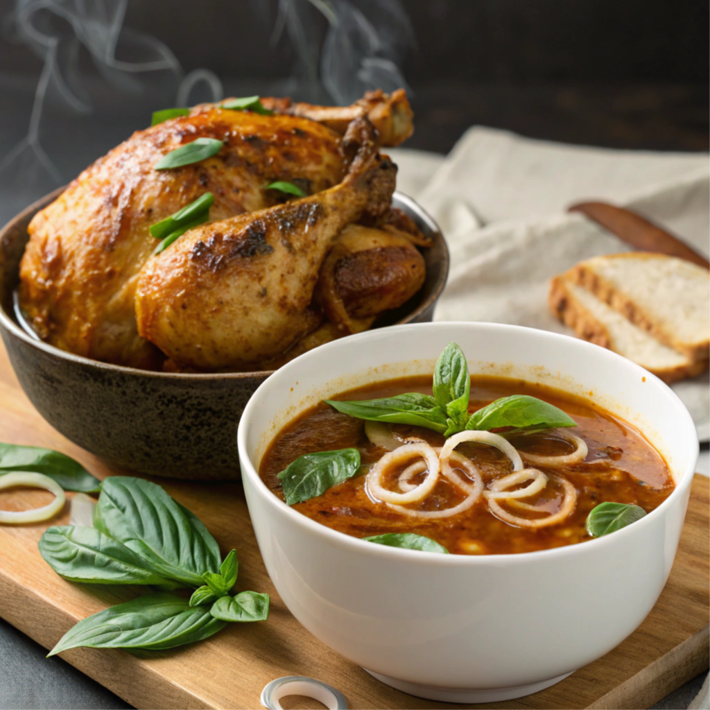 roasted basil chicken and onion soup