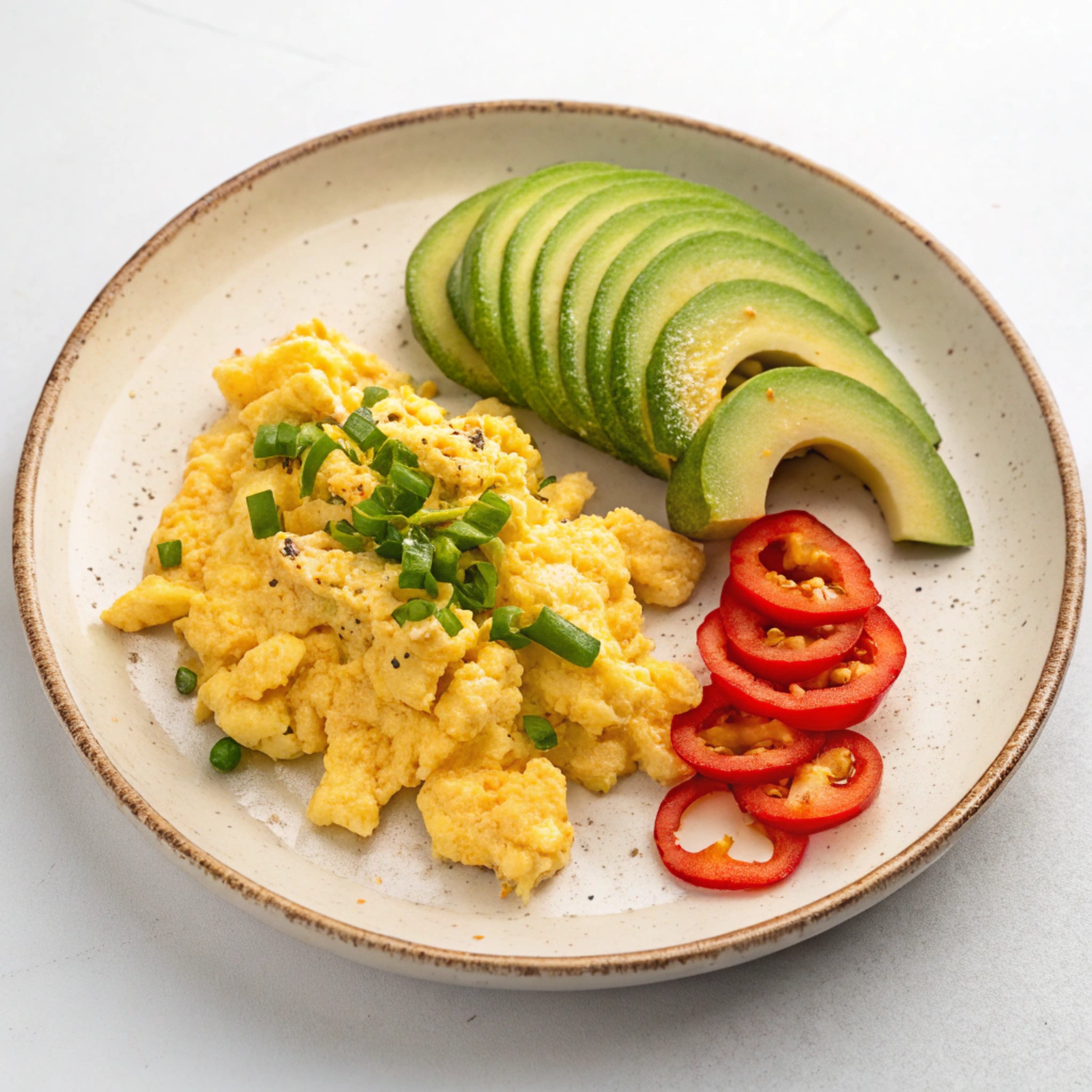 scrambled eggs and avocado