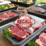 Raw beef with a recall notice