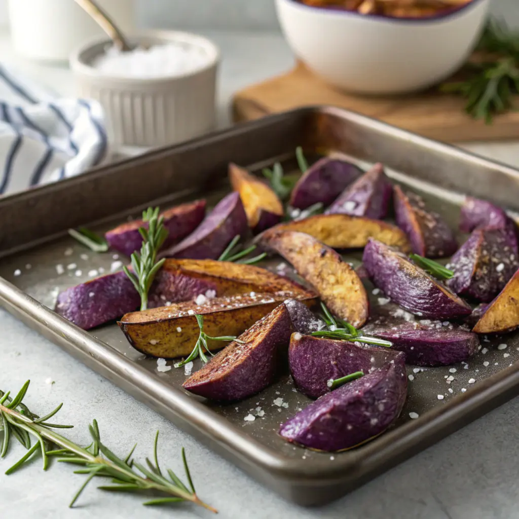  Sliced vegetables showing vibrant purple and blue hues.